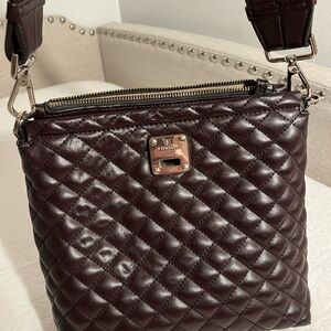 Stylish Fiorelli Quilted Leather Shoulder Bag in Rich Chocolate Brown